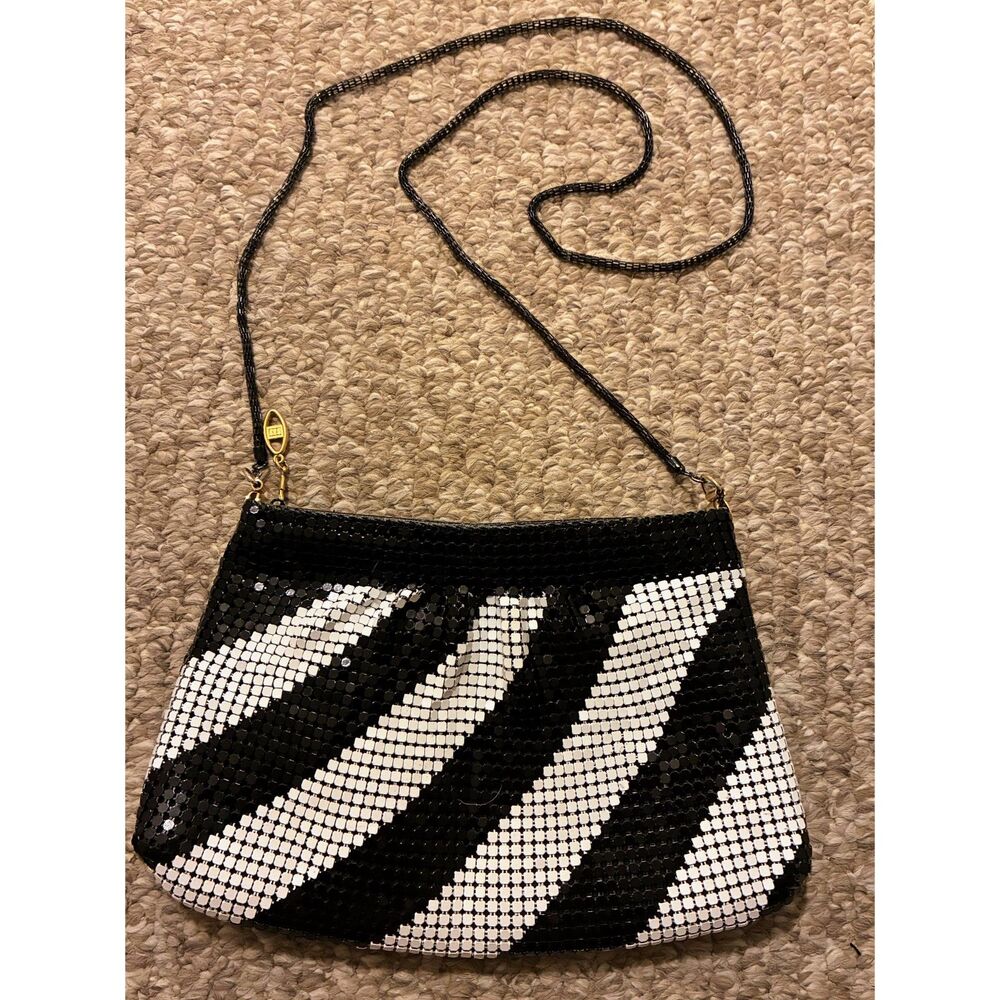 Black and white metallic purse